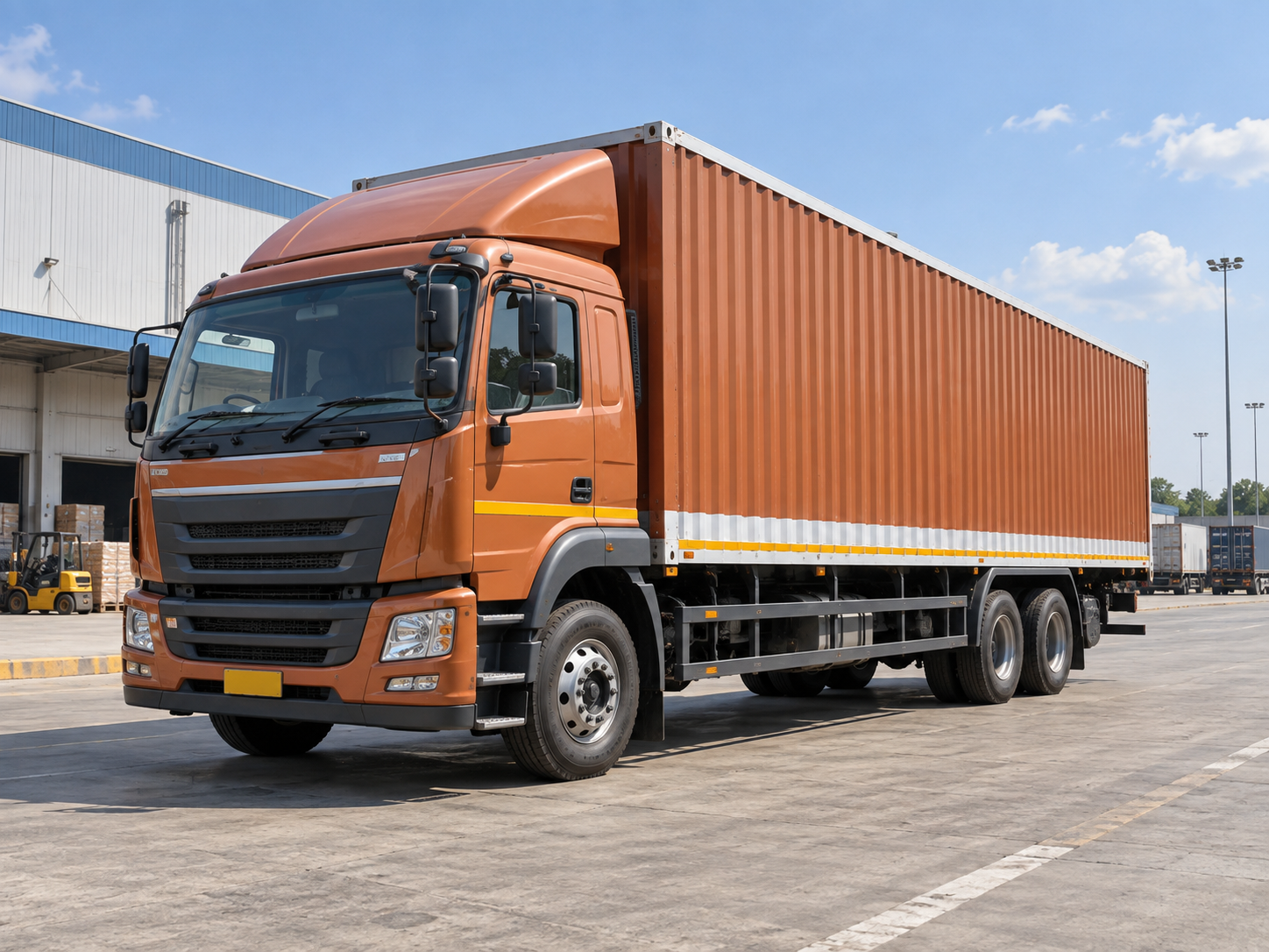 Indian 20-foot container truck at a logistics park
